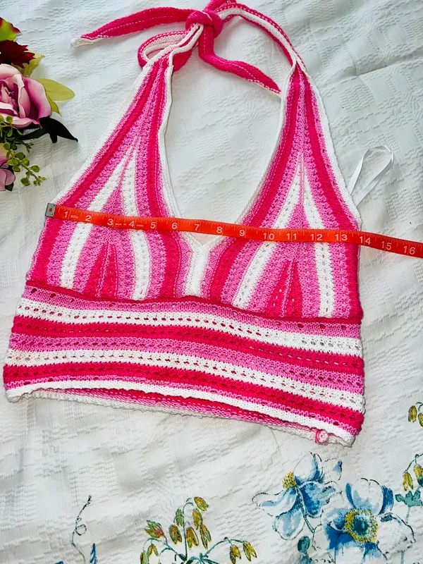 Hollister Pink crochet Halter Top - Image 9