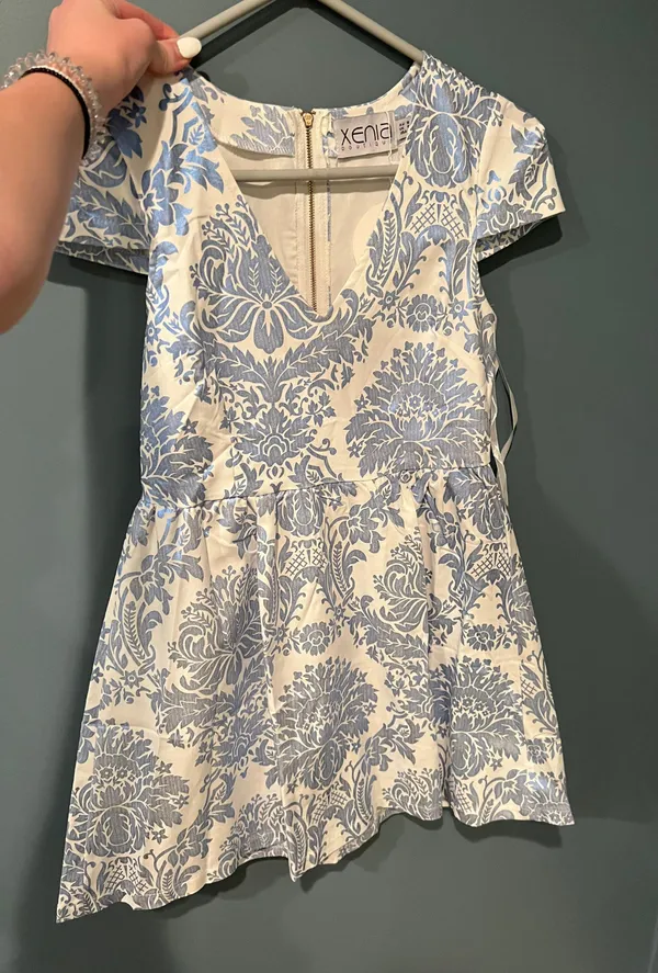Blue And White Mini Dress Multiple Size 4 - Image 2
