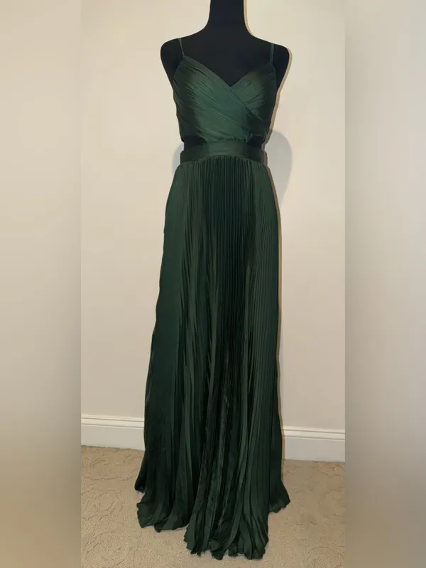 NWOT Lulus Got the Glam Emerald Green Pleated Cutout Maxi Dress - Image 3