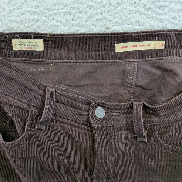 Levis Premium Middy Ankle Bootcut Corduroy‎ Pants Brown A5563-0004 Womens 28x29 - Image 3