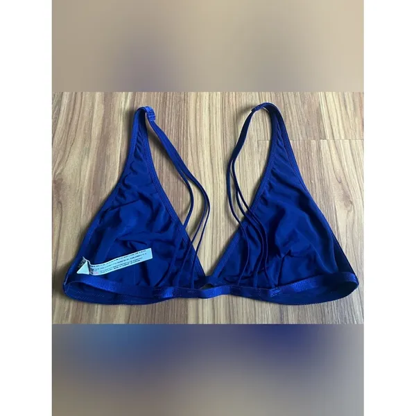 Free People Intimately Sapphire Bralette Ribbed Velvet Blue Triangle Bra L - Image 5