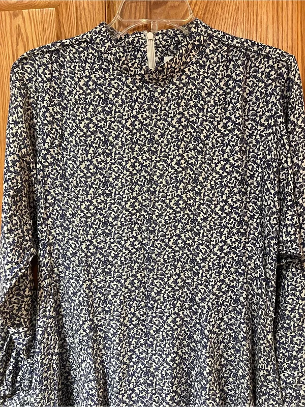 Derek Lam 10 Crosby Long Sleeve Mock Neck Blue Floral Print Mini Dress Size 6 - Image 4