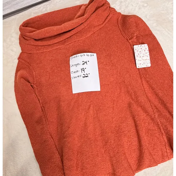 Free People NWT Strawberry Fields Cowl Neck Sweater Wool blend Ribbed Sleeve S - Image 4