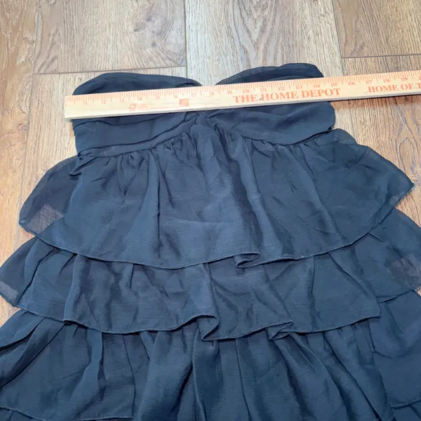 Missguided Black Strapless Tiered Ruffle Mini Dress Sweetheart Neckline Size S - Image 5
