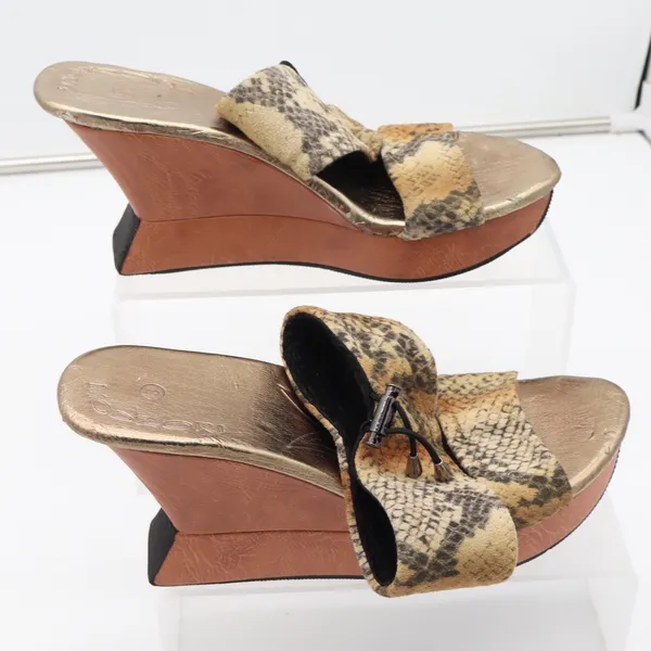 Modzori Wedge Sandals Womens 8 Platform Snakeskin Gold Reversible Fair - Image 2