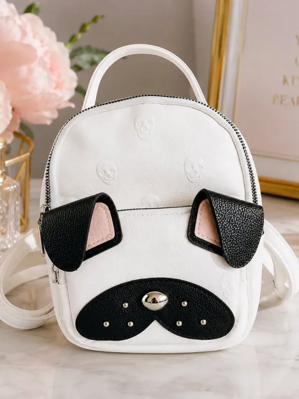 Betsey Johnson Pug Dog Mini Backpack Cream Black 3D Ears NWT - Image 2