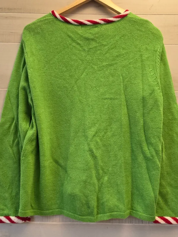 {L} Vintage Christmas Santa Claus Knit Sweater Cardigan Embroidered Embellished - Image 2