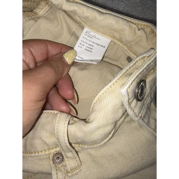 kancan wide leg crop jeans tan size 6 - Image 5