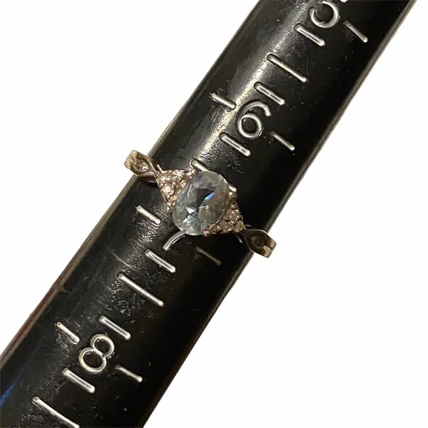 Aquamarine & Diamond Ring 10K White Gold Size 6.75 - Image 6