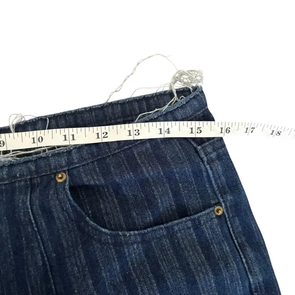EUC Lioness Charismatic Mid Rise Flare Jeans Sz M Dark Denim Blue Striped y2k - Image 5