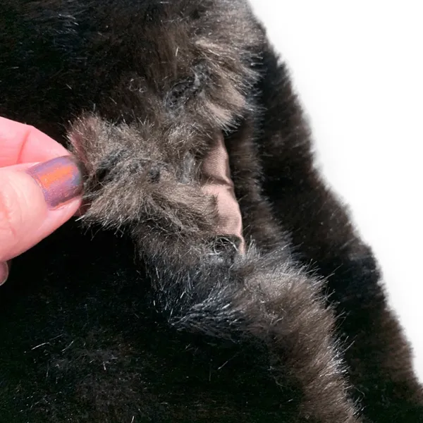 Vintage 60s Tissavel Faux Mink Swing Coat Dark Brown Plush XL Glam Winter‎ - Image 9