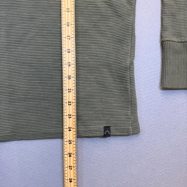 Varley Olive Green Ribbed Mock Neck‎ Pullover Sweatshirt Size L Cotton Portugal - Image 4