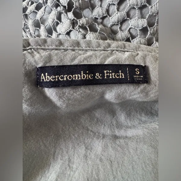 Abercrombie & Fitch Baby Blue Eyelet V-Neck Summer Beach Mini Dress - Image 7