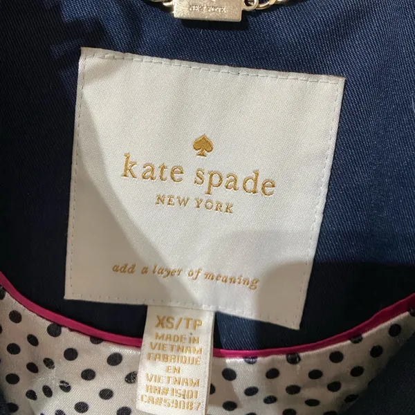 Kate Spade Hooded Jacket Scalloped Pockets Navy XS - Image 4