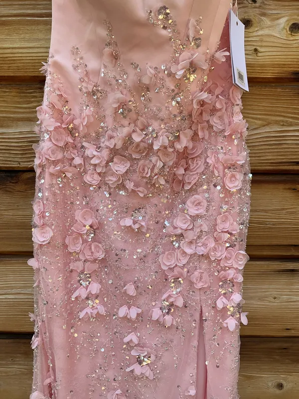 MAC DUGGAL Pink Size 8 3D Floral Strapless Sweetheart Gown With Slit Dress - Image 8