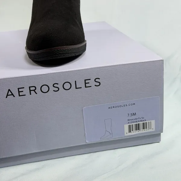 Aerosoles‎ Size-7.5M Women's Binocular Shearling Tall Boots Faux Suede Black - Image 3