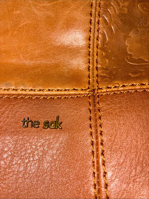 The Sak Tan Light Brown Tooled Leather Shoulder Bag Purse - Image 12