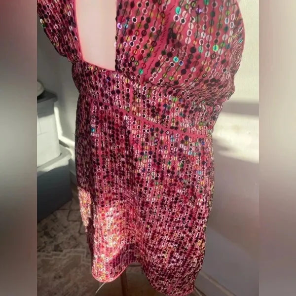 Revolve X by NBD Cocktail Pink‎ Sequin Dress GUC! Size Medium HTF! 0211 - Image 3
