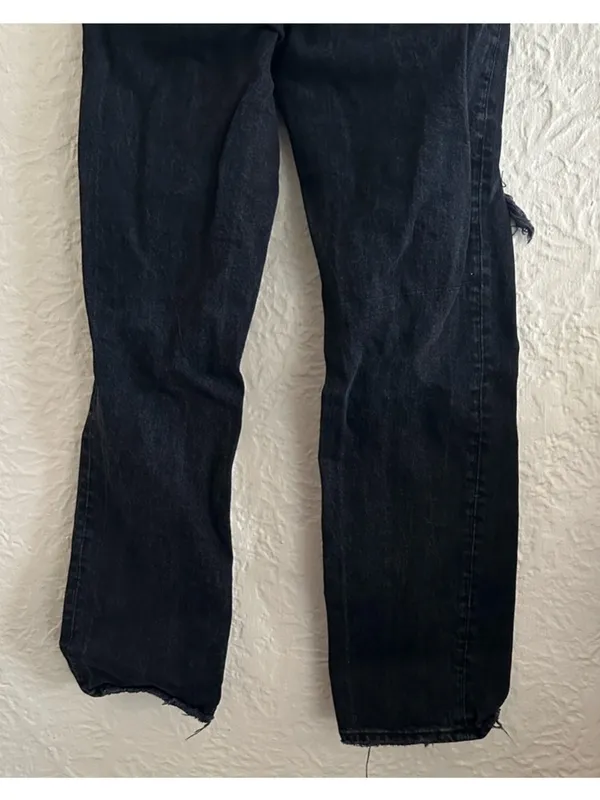 Abercrombie and Fitch the 90s Straight Low Rise Black Ripped Knees Jeans 27 4 - Image 6