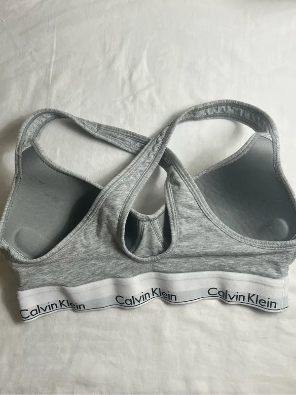 Calvin Klein Gray Modern Cotton Racerback Wireless Bralette Size Small - Image 2