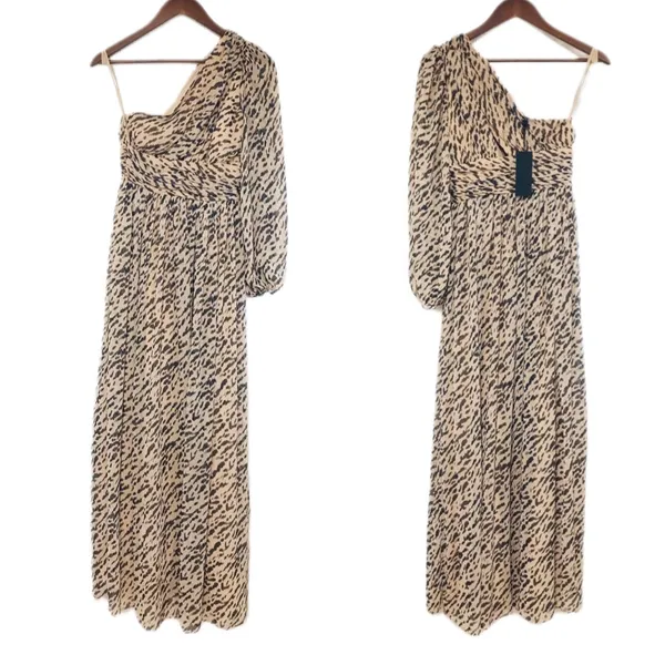 GIANNI BINI Leopard Print Maxi Dress One‎ Shoulder Long Sleeve Party Size 6 New - Image 2