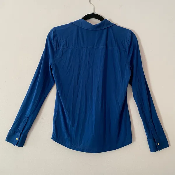 Antonio Melani Blue Button Down Shirt 100% Silk Minimalist Women's size Medium - Image 6