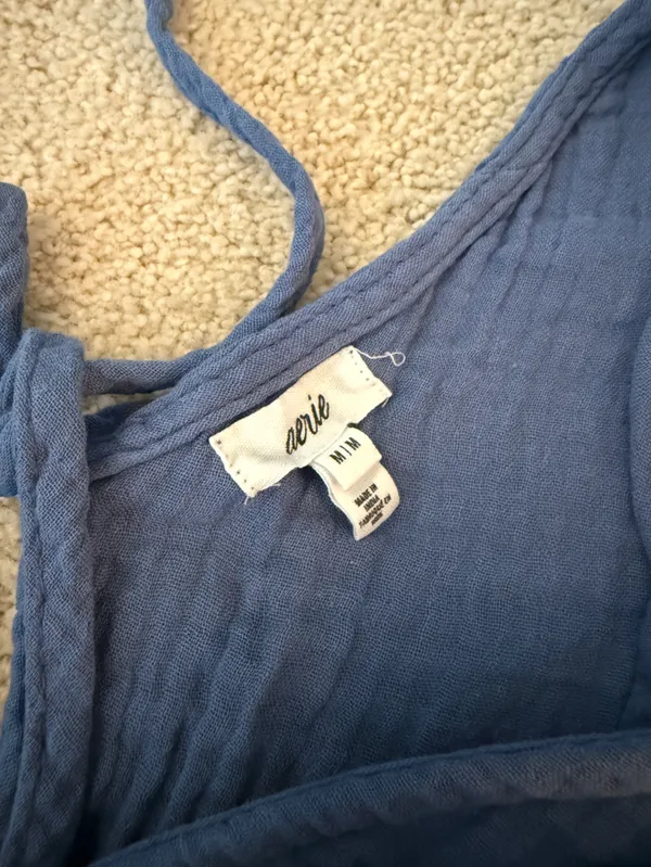 aerie Navy Blue Tiered V-Neck Mini Dress - Image 3
