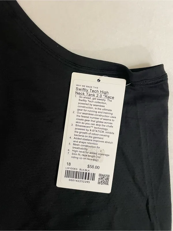 Lululemon NWT Swiftly Tech High Neck Racerback Tank Top Black Size 18 - Image 6