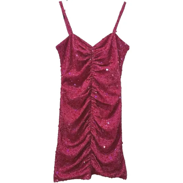 NWT Sho By Tadashi Shoji Sequin BodyCon Ruched Hot Pink Mini Dress Large $268‎ - Image 4