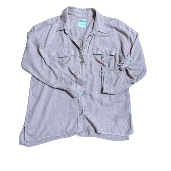 American Eagle Pink Terracotta Button Down Long Sleeve‎ Shirt Women’s Sz M Y2K - Image 5