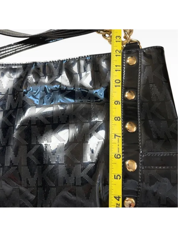 Women's Michael Kors Logo Tote Bag, One Size, Black and Gold - Image 10