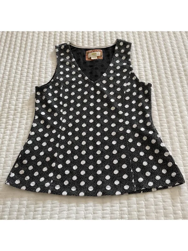 Anthropologie Maeve Polka Dot Black & White Sleeveless Blouse Top Sz M Medium - Image 10