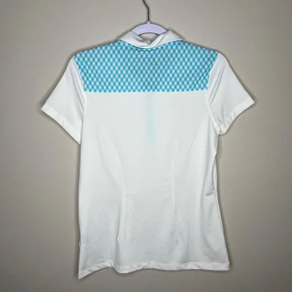 Nike Golf Tour Performance Women's Polo Shirt Dri-Fit Medium White &‎ Blue - Image 7