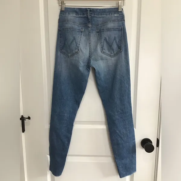 Mother Looker Ankle Fray Jeans Womens 26 Blue Birds Of‎ Paradise Raw Hem Stretch - Image 2