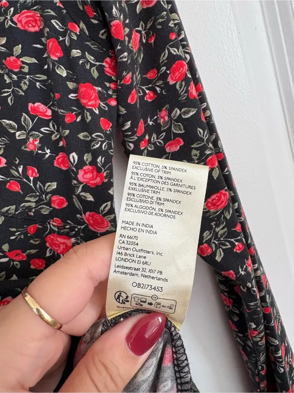 Free People Abundance Long Sleeve Top Black Floral Size Medium NWOT - Image 6