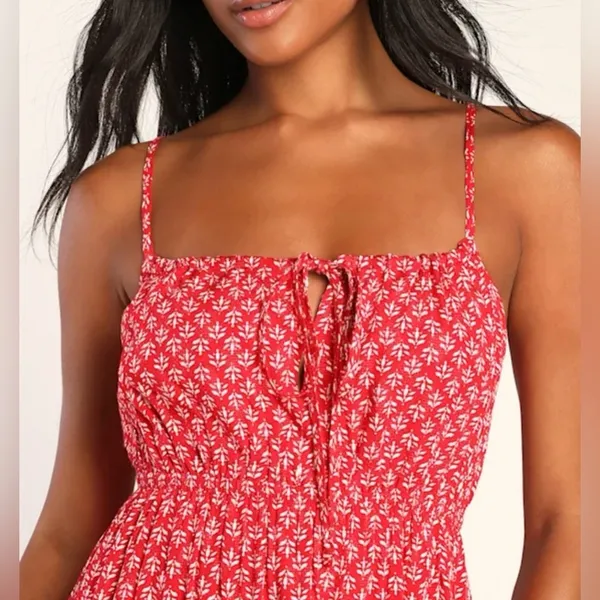 Lulu’s Grecian Getaway Red and White Print Mini Dress size large - Image 4