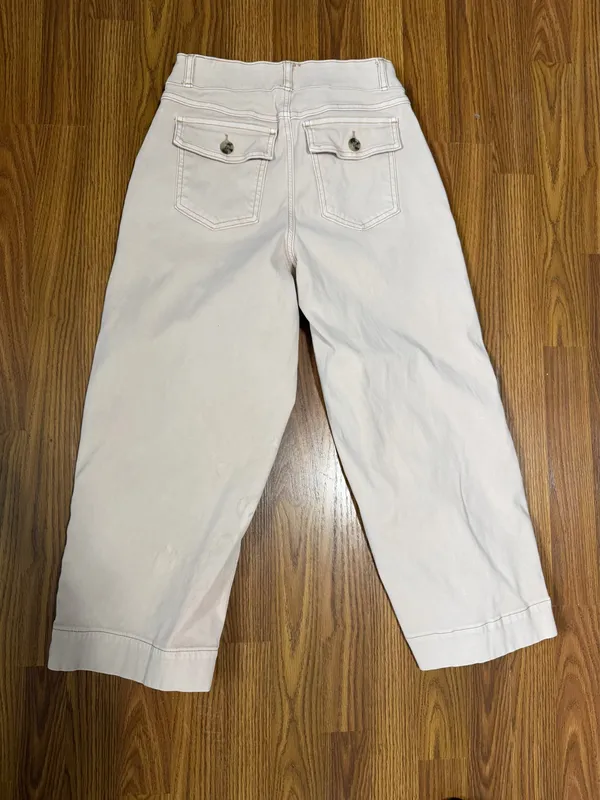 Spanx Stretch Twill Cropped Wide Leg Pink Pants Size Medium. - Image 4