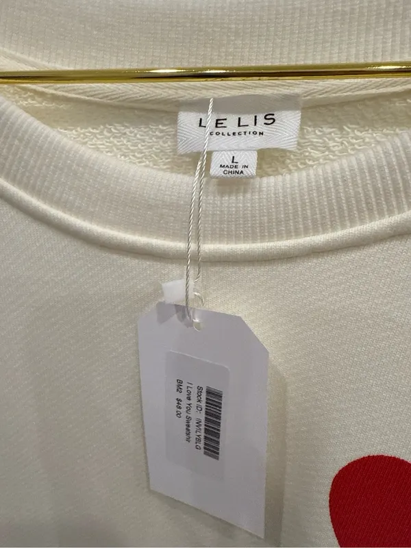 Le Lis I Love You Baby Heart Sweatshirt Ivory Red Size Large NWT - Image 4