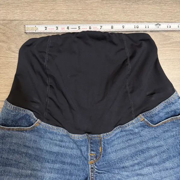 Isabel Maternity by Ingrid‎ & Isabel Blue Denim Over Belly Midi Shorts Size 4 - Image 5
