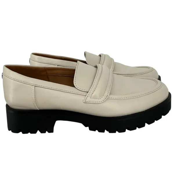 Nine West Womens Gury Slip On Chunky Lug Sole Loafers Cream Size 8.5M Y2K Preppy - Image 4