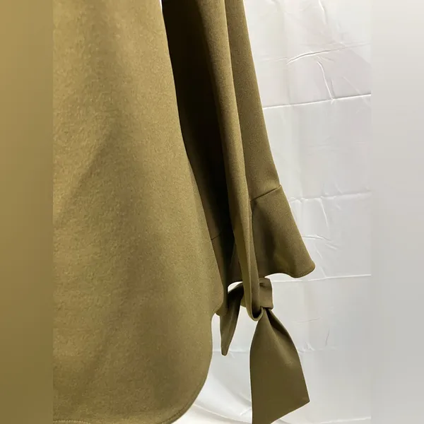 Ann Taylor Long Sleeve Tie Sleeve‎ Blouse Green Round Neck Womens Medium - Image 6