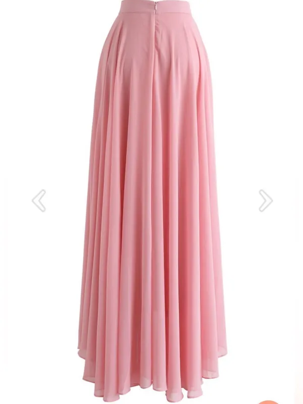 Chicwish Pink Flowing Maxi Skirt - Image 4