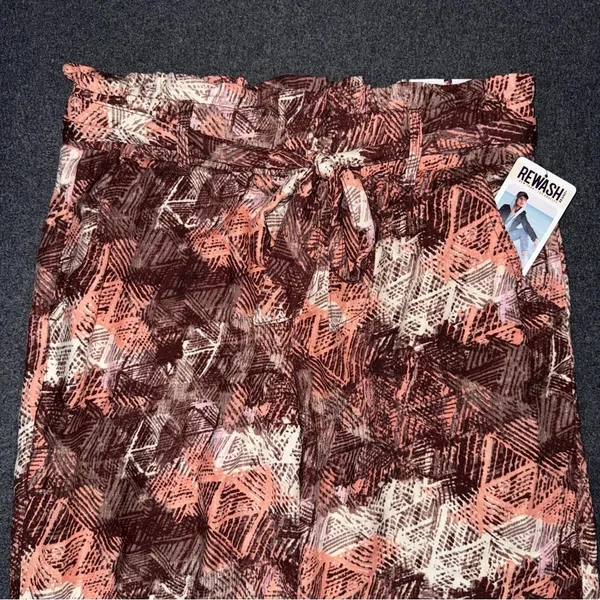 NWT Rewash Paperbag Waist Jogger Pants Abstract Print Belted High Rise Sz Large - Image 4