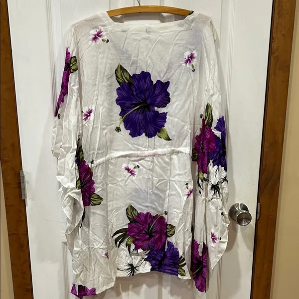 Floral Print Women's Top - Purple and White - Image 5