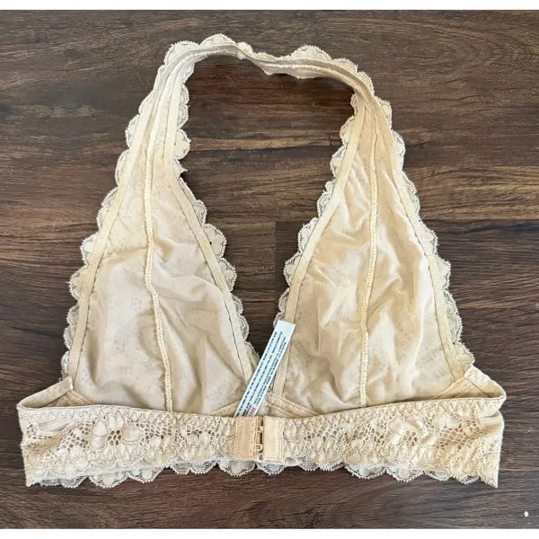 Intimately Free People Women's Galloon Lace Halter‎ Bra Top In Color Nude Sz S - Image 3