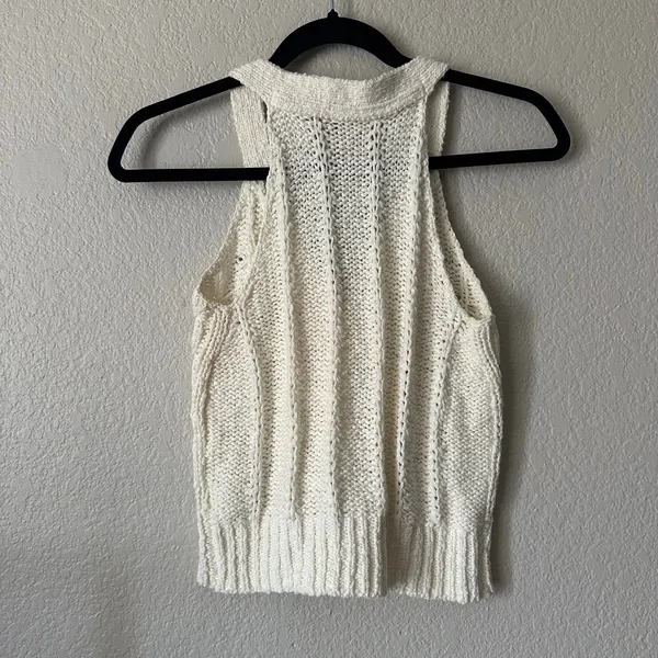 Pilcro Anthropologie Cable Knit Sweater Tank Top White Size XS - Image 7