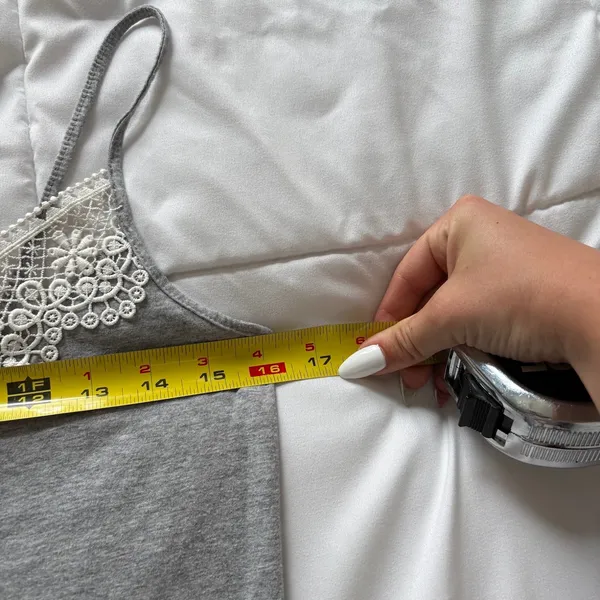 Loft Gray Lace Trim Cami V-Neck Spaghetti Strap Cotton Blend Tank Top Medium - Image 4