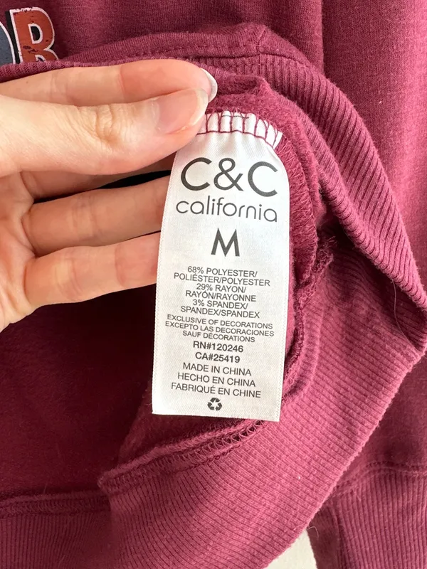 C&C California “Fall Is My Favorite Color” Maroon Sweatshirt, Size Medium - Image 9