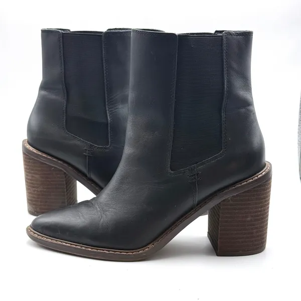 Crown Vintage Pimmy Chelsea Boots 7.5 Black Leather Pointed Toe Block‎ Heel - Image 8