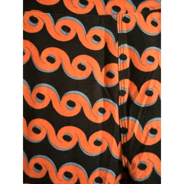 LuLaRoe Womens Leggings One‎ Size Black Blue Coral Salmon Swirl Print OS - Image 5